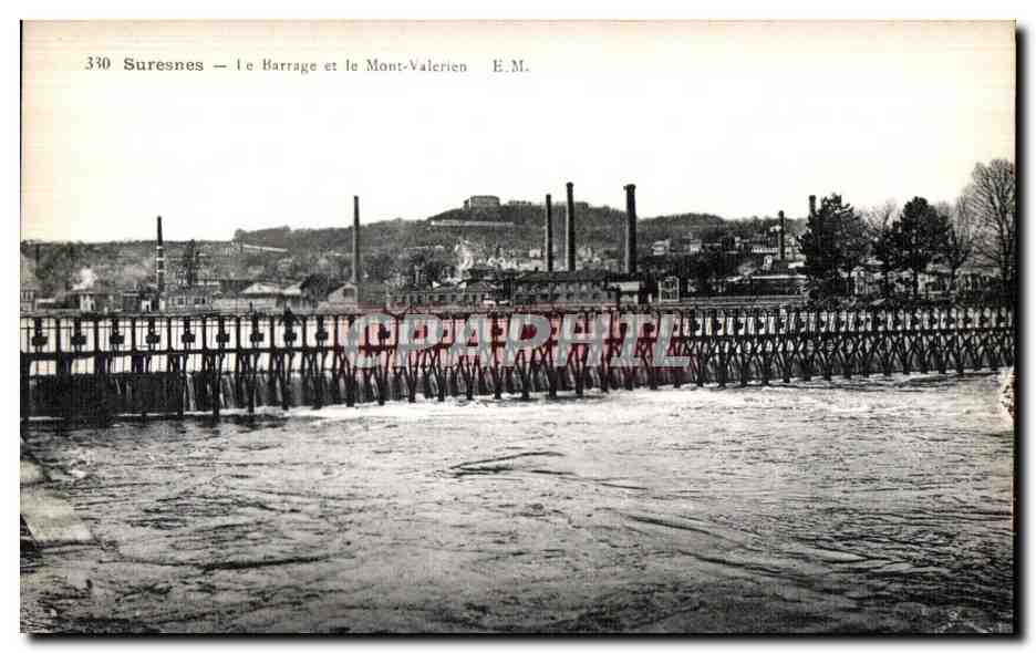 CPA Suresnes le Barrage et Mont Valerien